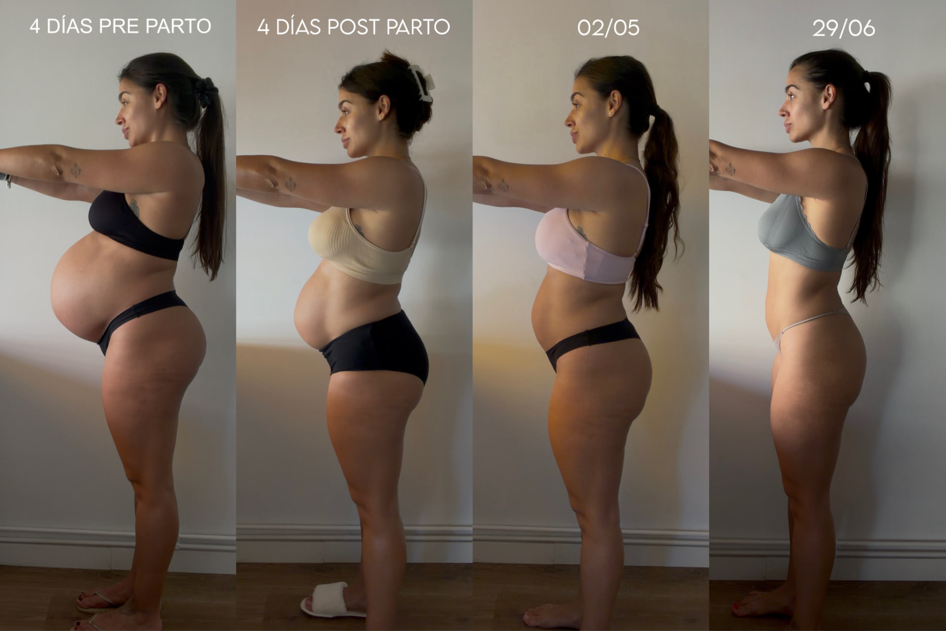 Ginna Pedrós: evolución real de su cuerpo desde 4 días pre parto hasta el 29/06
